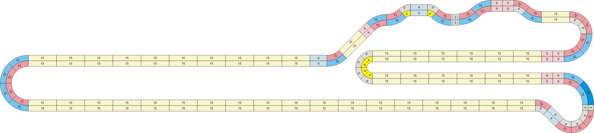 A four lane, Tomy AFX slot track layout
