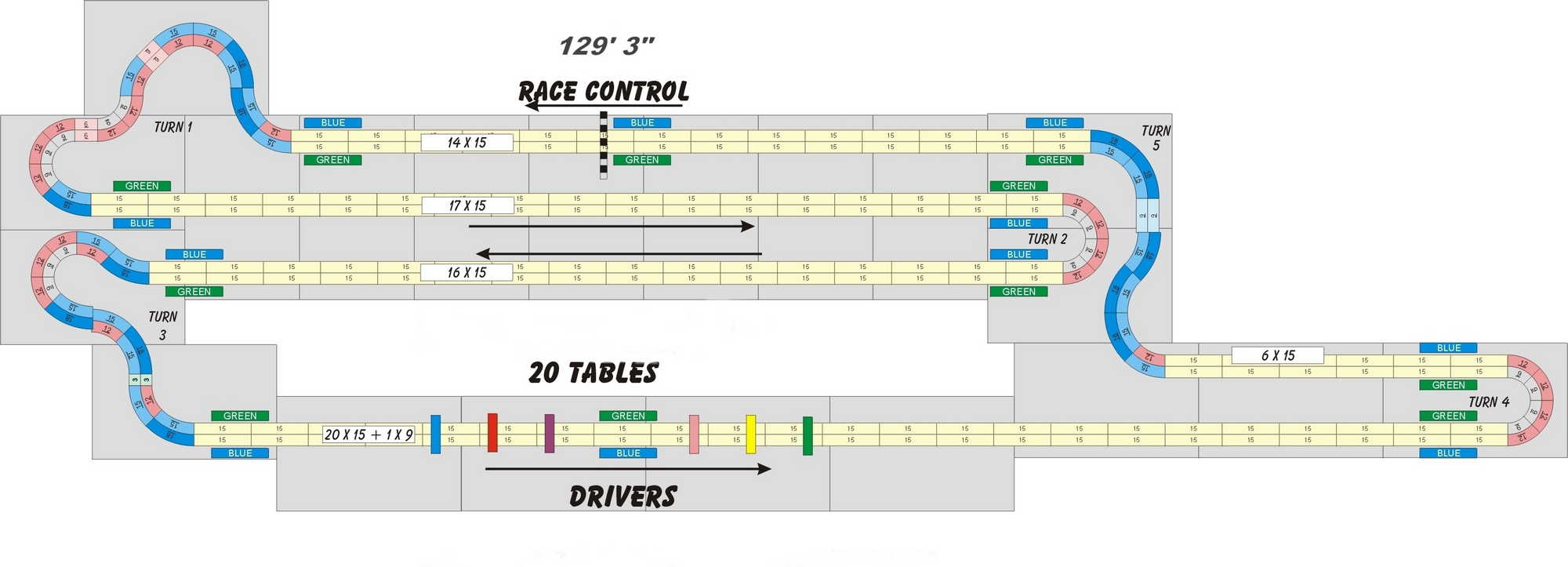 A four lane, Tomy AFX slot track layout