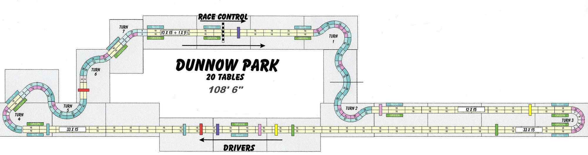 A four lane, Tomy AFX slot track layout