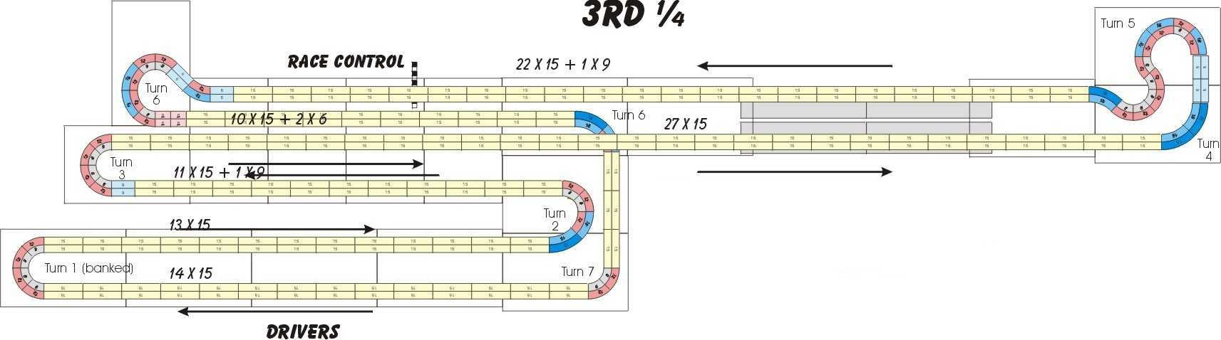 A four lane, Tomy AFX slot track layout