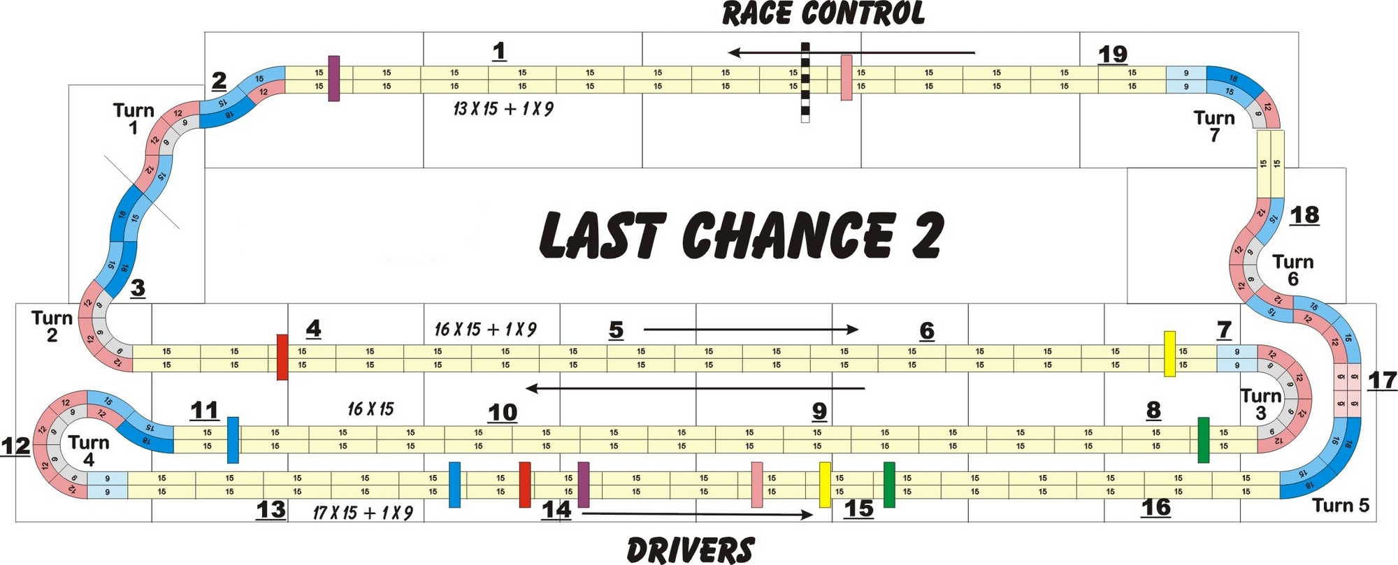 A four lane, Tomy AFX slot track layout