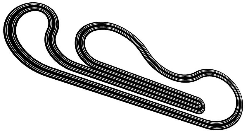 A two lane, Tomy AFX slot track layout 3d
