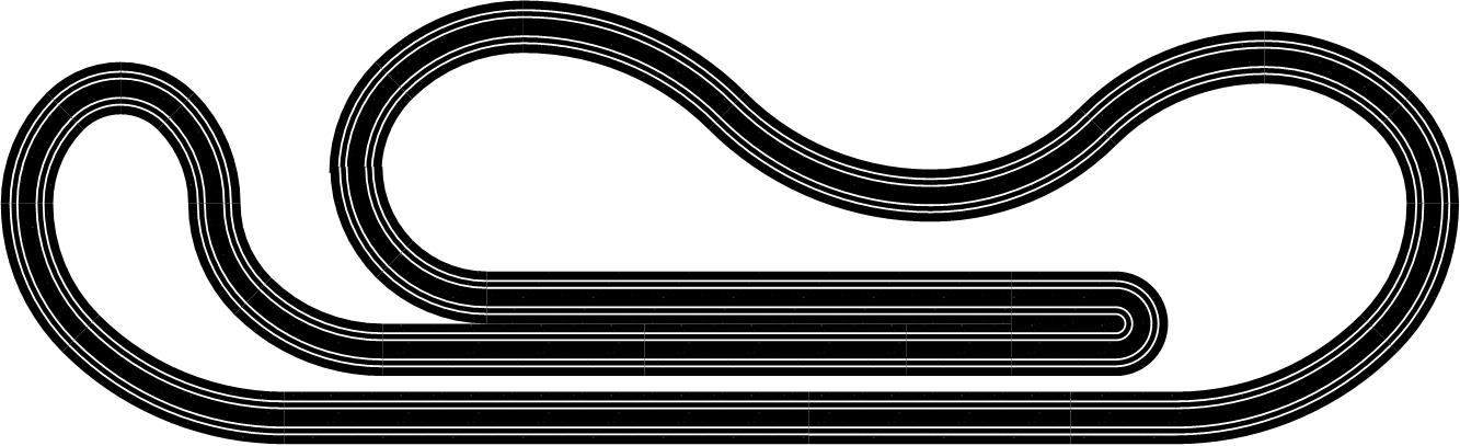 A two lane, Tomy AFX slot track layout