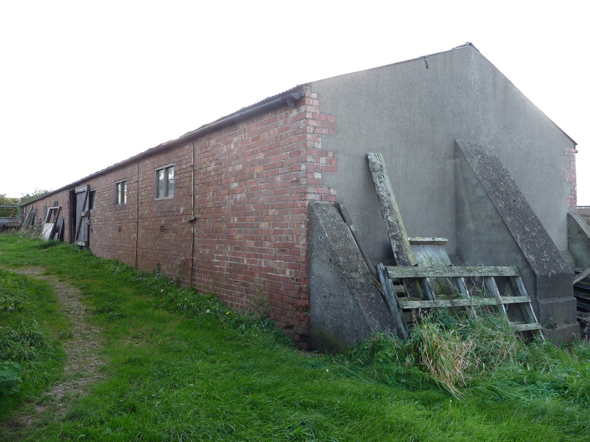 A view of the long, brick built shed