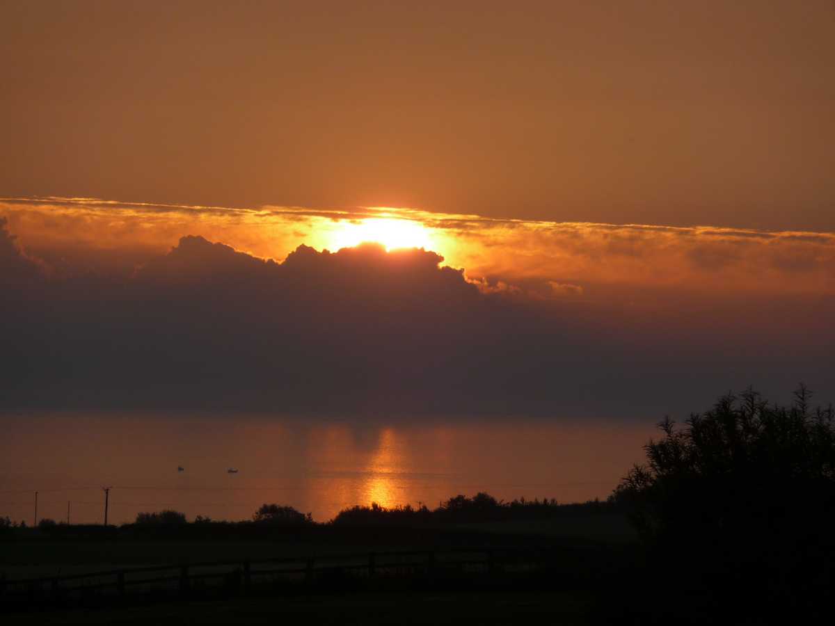 The sun rising over the bay