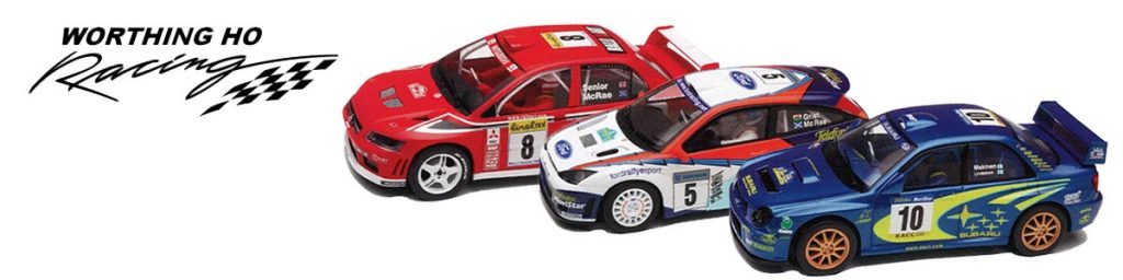 Worthing HO, Mitsubishi, Ford and Subaru rally cars