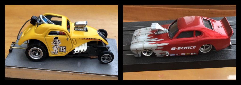 Two HO scale dragsters