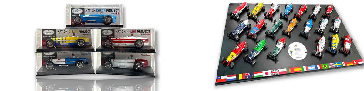 Hobbyclassic Bugatti T59s in national racing colours