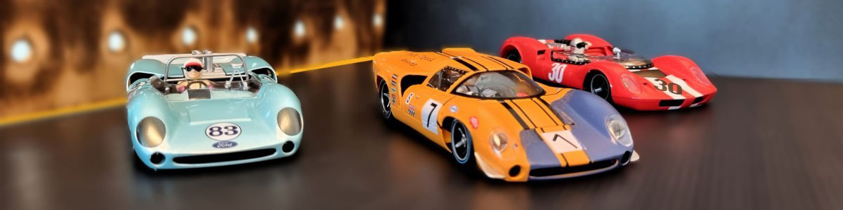 Thunderslot Lola T70 MkII spyder, Lola T70 MkIII and McLaren Elva